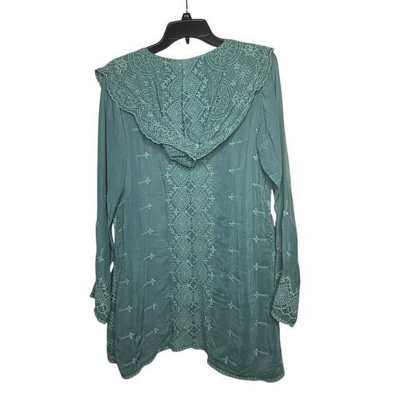 Johnny Was Open Eyelet Hooded Light Jacket Cover Up Size Small New - Picture 2 of 13